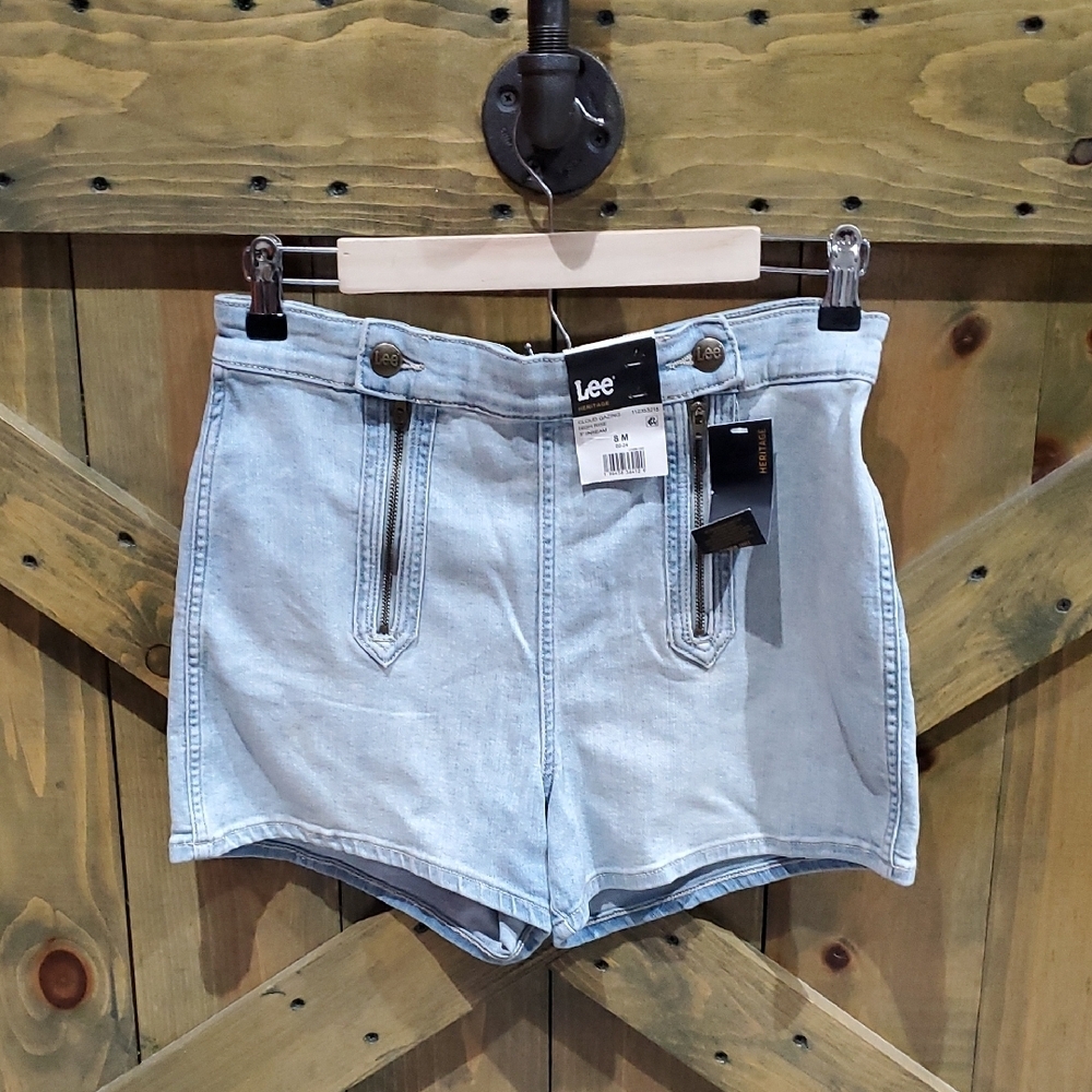 Lee Cloud Gazing High Rise Light Wash Jean Shorts NWT Stretch Casual Classroom
